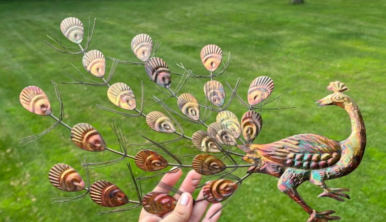 metal peacock yard art