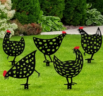 metal rooster yard art