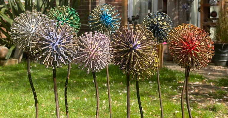 dandelion garden sculpture