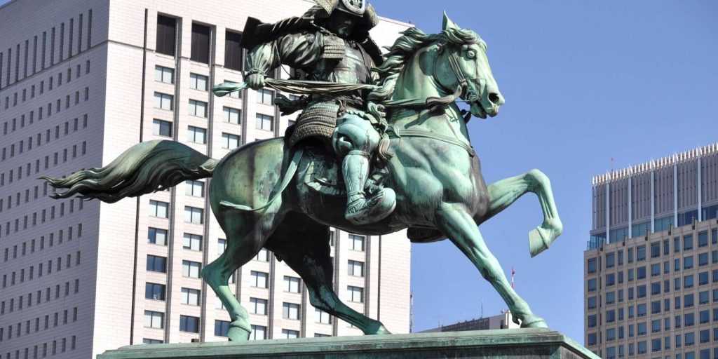 japanese samurai garden statue