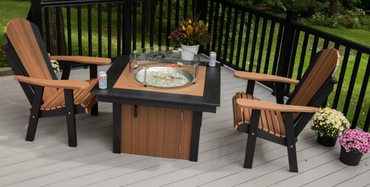 outdoor furniture with fire pit