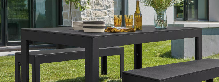 black outdoor dining table