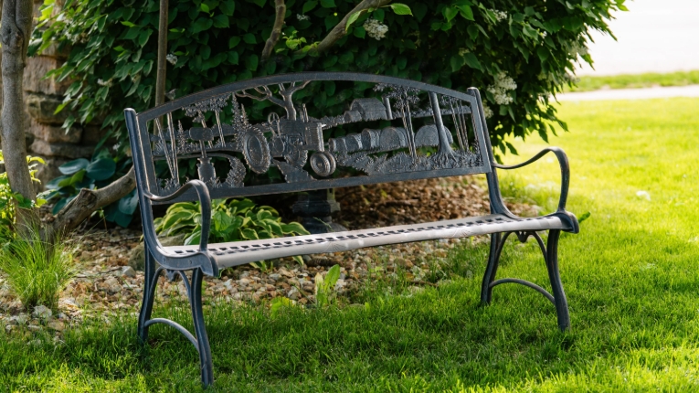 black outdoor bench