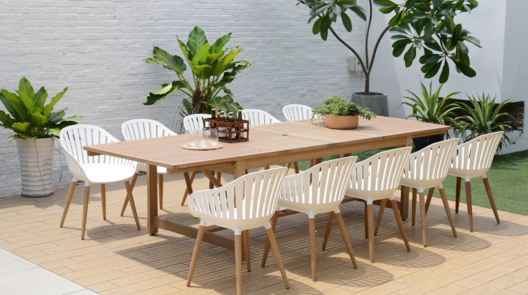 white outdoor dining table