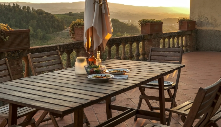 wooden garden table and chairs