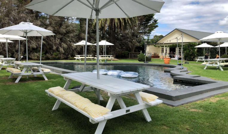 picnic table with umbrella