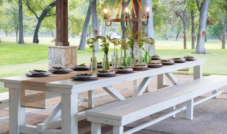 narrow outdoor dining table