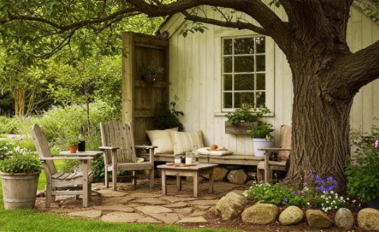 Cottage Garden Ideas with Rustic Wooden Elements