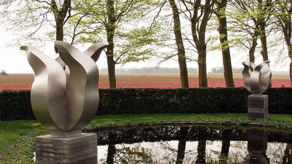 Contemporary abstract garden art installation
