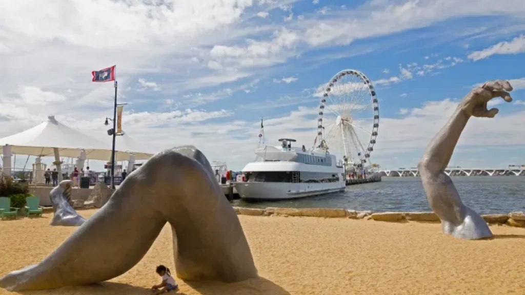 Figurative art installation on a beach